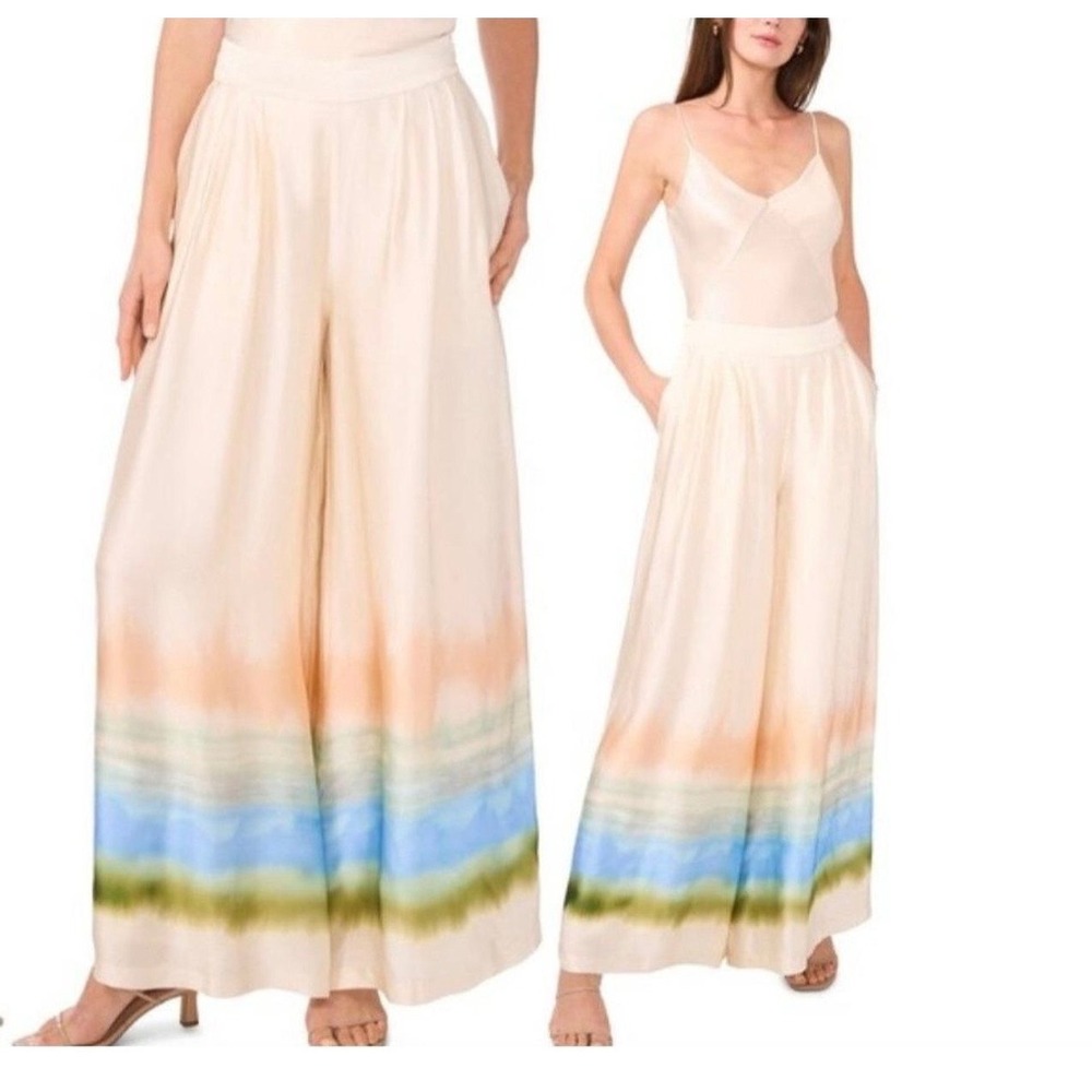 Parker The Jessie Wide Leg Pants Cream Ombre High Waist Resort Summer Event XL